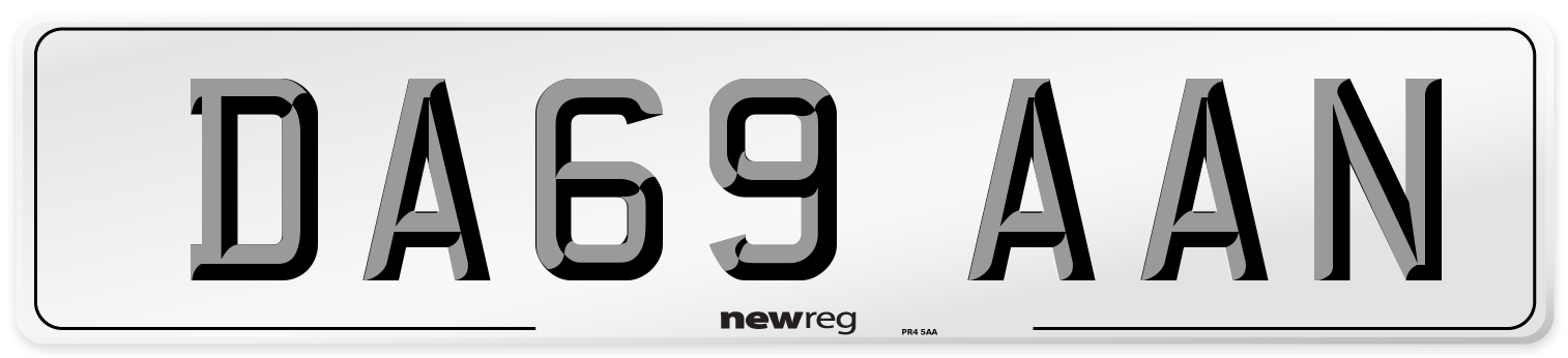 DA69 AAN Number Plate from New Reg